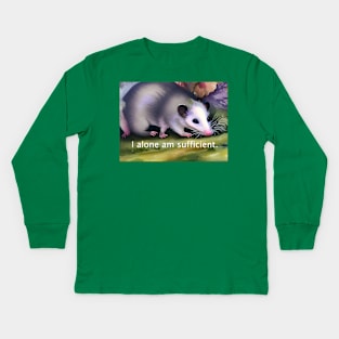 Prosperity mantra with artistic opossum for nature lovers Kids Long Sleeve T-Shirt